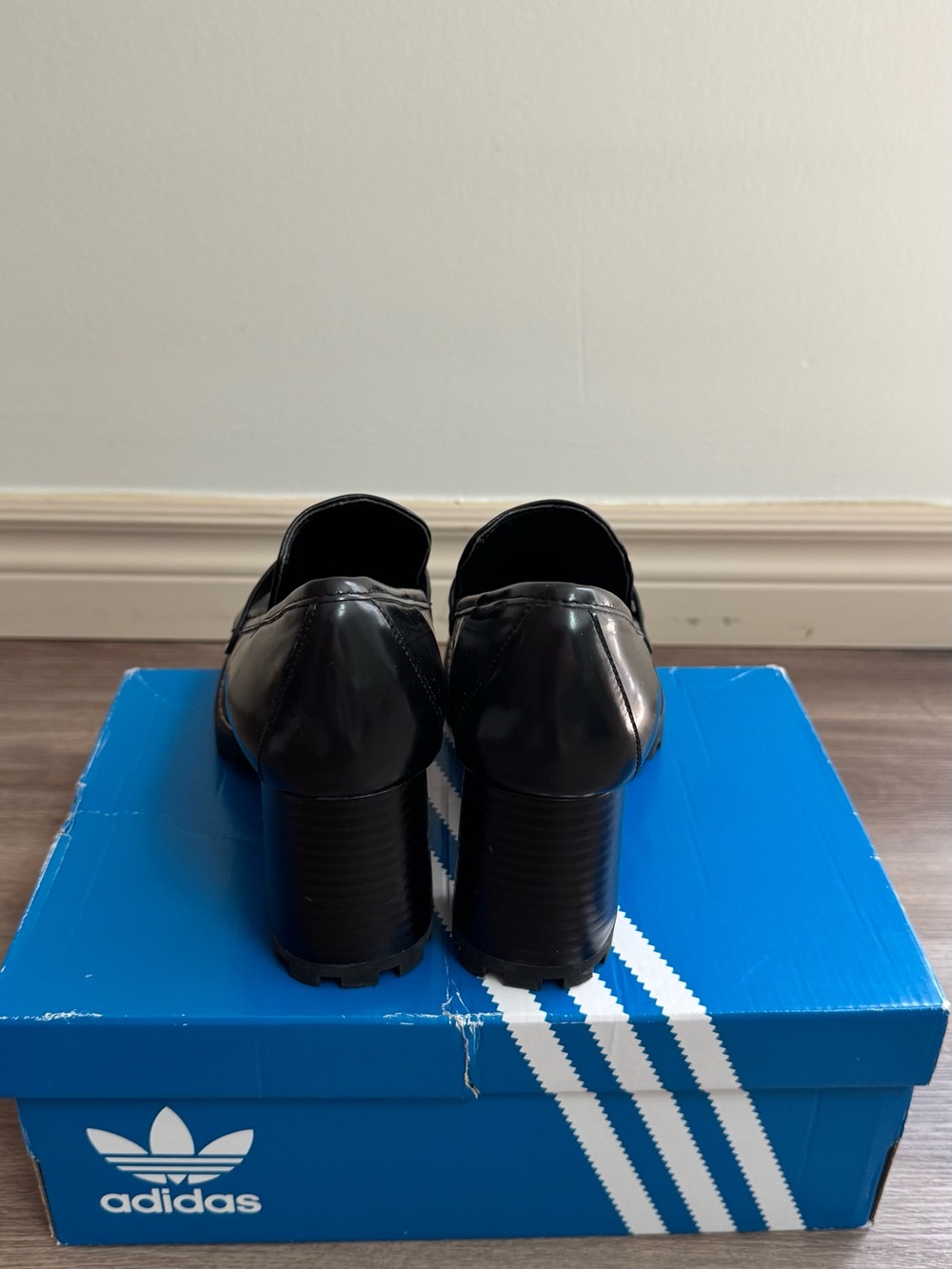 H&M Black Heeled Patent Penny Loafers with Lug Sole - Picture 3 of 6